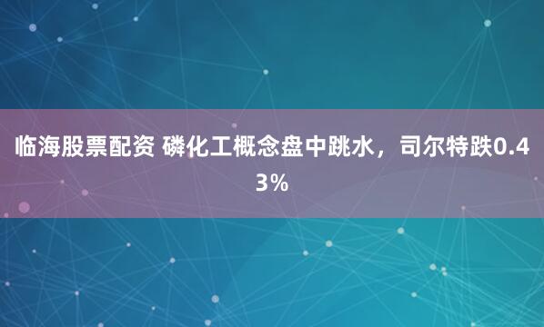 临海股票配资 磷化工概念盘中跳水，司尔特跌0.43%
