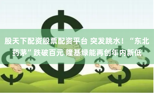 股天下配资股票配资平台 突发跳水！“东北药茅”跌破百元 隆基绿能再创年内新低